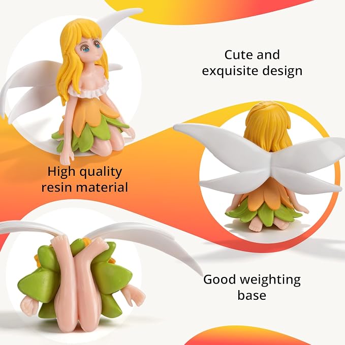 12 Pcs Miniature Fairy Figurines, Fairy Garden Fairies | Hand-Painted Small Flower Fairies with Wings for Garden Decor Miniature Garden Ornaments Landscape Decorations Cake Topper