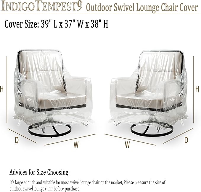 Outdoor Swivel Lounge Chair Cover, Waterproof Heavy Duty Outdoor Chair Covers, Patio Rocking Chair Covers for Furniture (1Pack-39'' L x 37'' D x 38'' H)