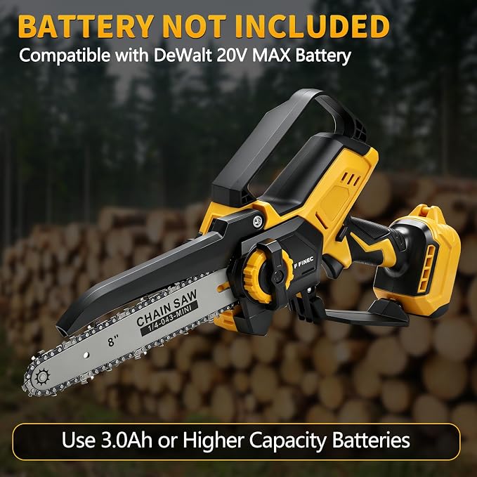 2-in-1 8 Inch Electric Pole Saw for Dewalt 20V MAX Battery, Brushless Cordless Mini Chainsaw with Extension Pole & 3 Chains, Auto Oiler, 14.5 FT Max Reach for Tree Trimming Branch Cutting (No Battery)