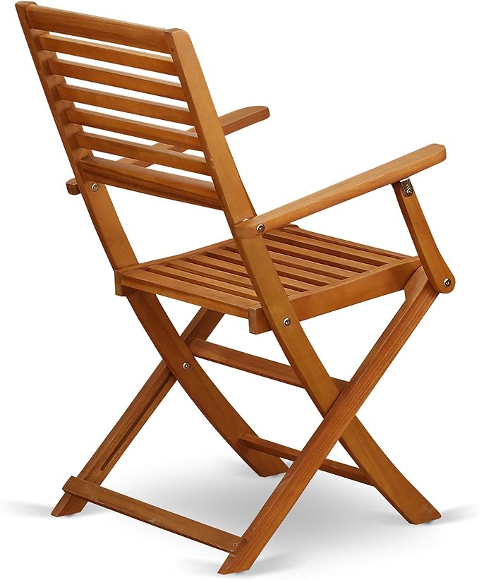 East West Furniture AEBS5CANA 5 Piece Patio Garden Table Set Includes a Rectangle Outdoor Acacia Wood Dining Table and 4 Folding Arm Chairs, 36x60 Inch, Natural Oil