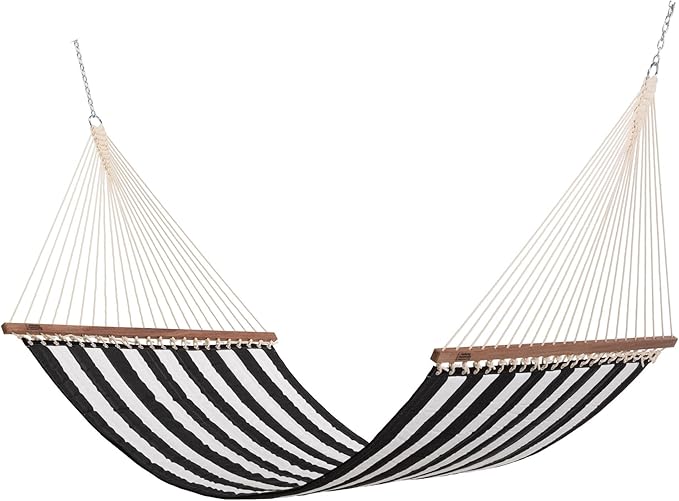 Hatteras Hammocks Large Cabana Classic Sunbrella Quilted Hammock – 13 ft. x 55 in., 2-Person, 450 lb Capacity, Cumaru Spreader Bar, Zinc-Plated Hardware – Handcrafted in The USA