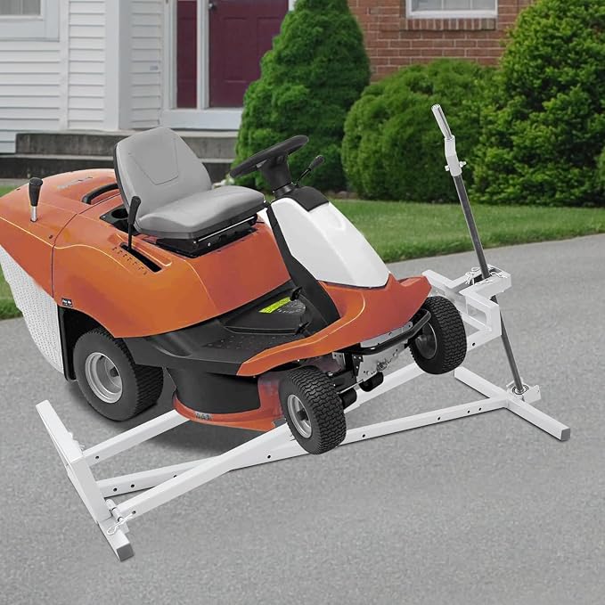 Lawn Mower Lift, 29 Inch Lawn Mower Lift Tool Adjustable Movable Lawn Mower Lift Solid Carbon Steel Lawnmower Lifting Machine for Riding Lawn Mower, Zero Turn Lawn Mowers (Regular Gray)