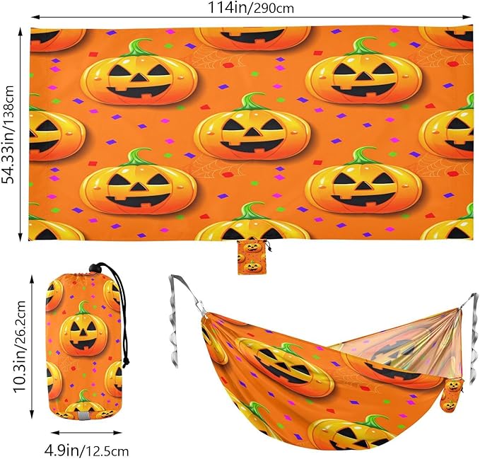 Hammocks for Outside Jack-o-Lanterns Camping Hammock Portable Hammocks with Tree Straps and Carry Bag Camping Accessories for Hiking Beach Outdoor