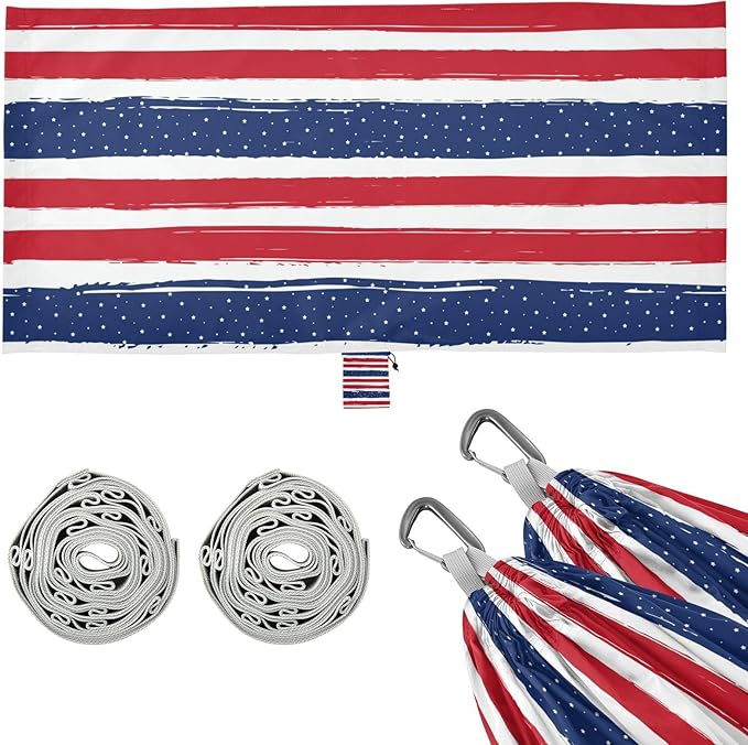 Stripes Pattern Star Red Blue 330lb Capacity Outdoor Hammocks Hanging Hammock for Outside Patio Garden Base para hamacas para adultos
