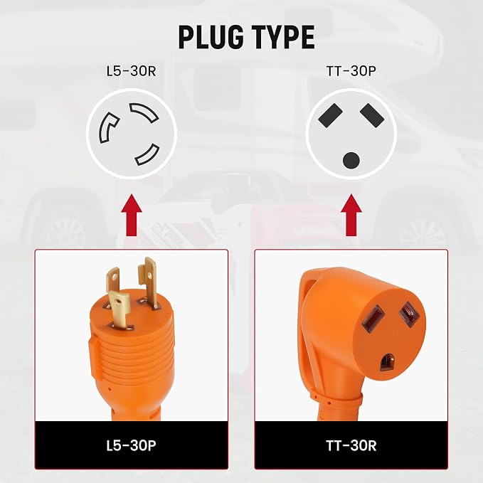 maXpeedingrods 4000 Watt Dual Fuel Inverter Generator with Bluetooth® Control Start with RV Adapter Cord 3 Prong 125V 30 Amp to 30 Amp, NEMA L5-30P to TT-30R