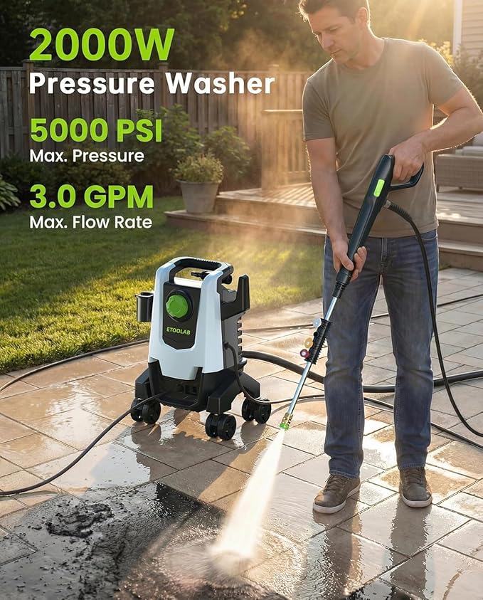 Pressure Washer, 5000PSI 3.0GPM Power Washer with Foam Cannon,4 Quick Connect Nozzles, 23FT Hose High Pressure Washer for Cars, Fences, Patios, and Driveway