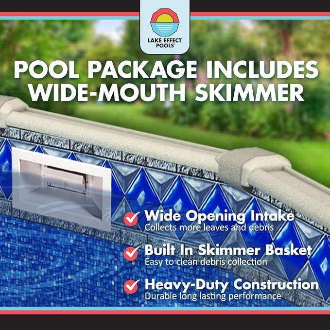 Lake Effect Pools 'Fiji' 21 ft Round Above Ground Swimming Pool | 52 Inch Resin Protected Steel Sided Walls | Bundle Includes: 25 Gauge Unibead Liner & Widemouth Skimmer