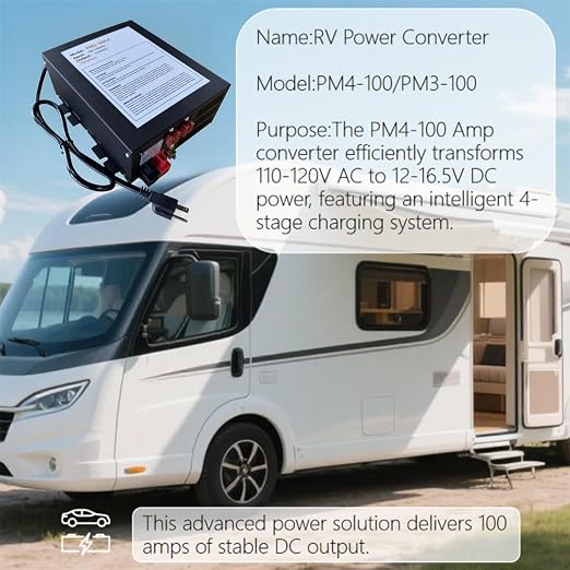 PM3-100LK 110V to 12V DV Power Supply Converter Charger for RV 100 Amp -Grade Voltage Converter Modified SINE Wave Inverter
