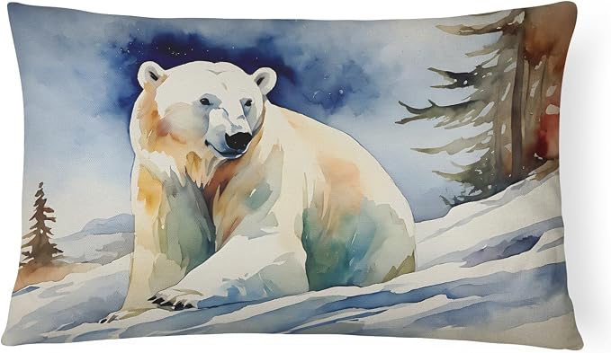 Caroline's Treasures DAC2974PW1216 Polar Bear Throw Pillow Machine Washable, Indoor Outdoor Decorative Pillow for Couch, Bed or Patio, 12HX16W