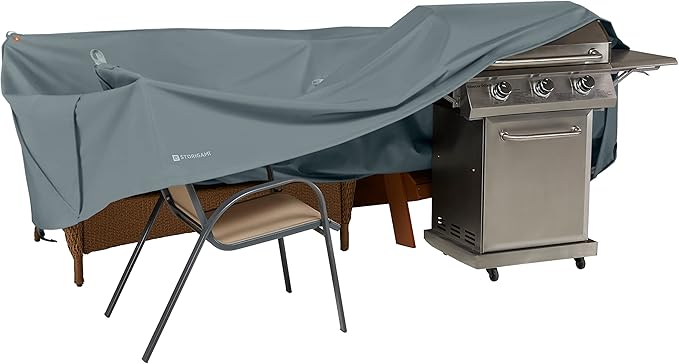 Classic Accessories Storigami Water-Resistant 100 Inch Easy Fold Patio Furniture Cover, Monument Grey, Patio Furniture Covers
