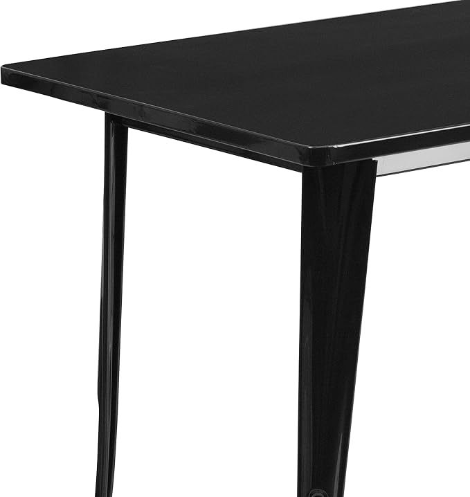EMMA + OLIVER Commercial Grade 31.5" x 63" Rectangular Black Metal Indoor-Outdoor Table