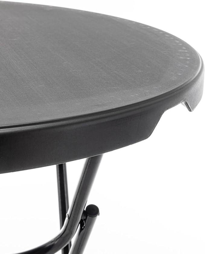 BTEXPERT Set of 5, Black 2.63 Foot Round Plastic Bar Height Folding Table Commercial Portable for Banquet Patio Backyard Dining Wedding Party Events Home Kitchen Indoor Outdoor, Thick Top Metal Frame