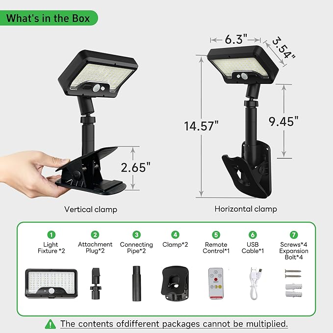 Clip On Solar Lights for Fence, 3CCT 3Modes Motion Sensor Light with Remote Control, 600LM IP65 Waterproof, 1-Second Installation, USB & Solar Powered for Fence, Camping, Gutter (2-Pack)