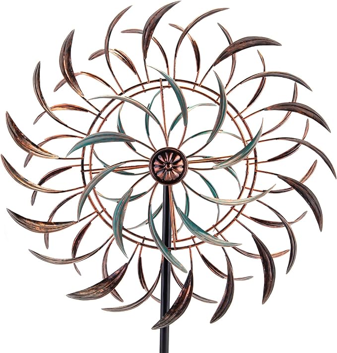 VEWOGARDEN Large Outdoor Metal Wind Spinners, 360 Degrees Swivel Wind Sculpture Yard Art Decor for Patio, Lawn & Garden 66 * 15.8 Inches