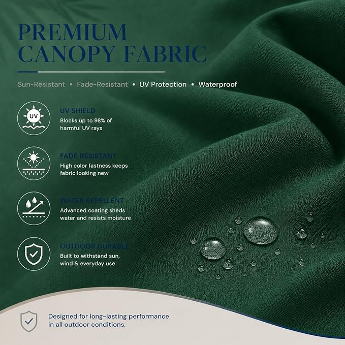 10ft Patio Umbrella, 3-Tier Vented Outdoor Table Umbrella with 8 Sturdy Fiberglass Ribs, Windproof Market Umbrella with Push Button Tilt and Crank, UV Protection for Deck, Pool, Forest Green