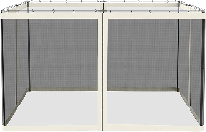 Outsunny 10' x 12' Universal Replacement Mesh Sidewall Netting for Patio Gazebos and Canopy Tents with Zippers, Sidewall Only, White