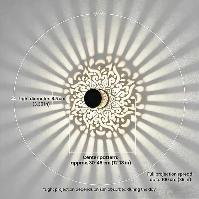 Decorative Solar Mandala Lights | Metal Solar Powered Outdoor Wall & Step Lighting | Waterproof Garden/Patio/Fence Lights with Auto On/Off | Mandala Pattern Backyard Decor for Deck,Post,Yard (2)