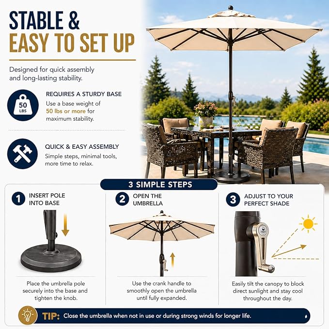 Treasure Garden 8 x 10 ft Patio Umbrella - Rectangular Market Umbrella – Auto Tilt – Bronze Aluminum Frame (Obravia2, Red)