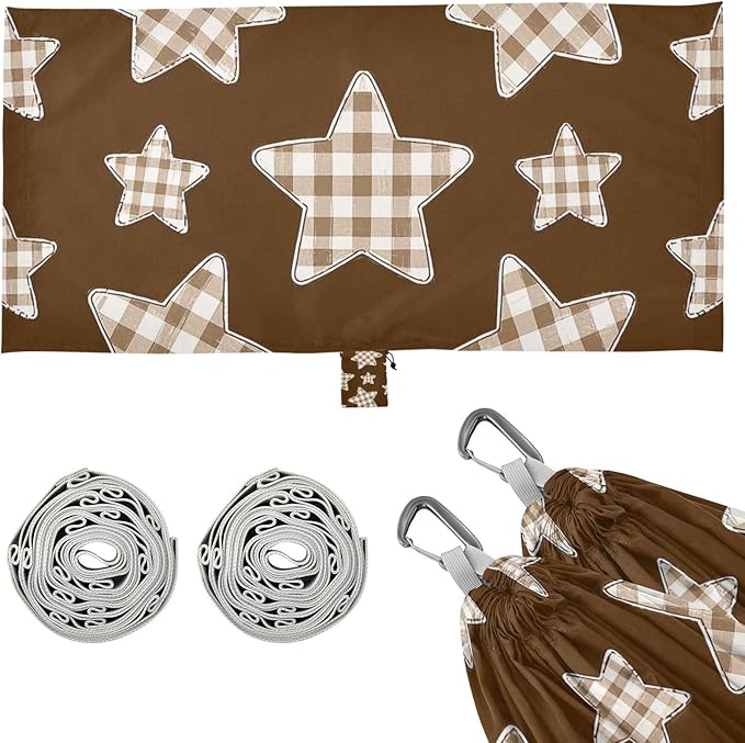 Cartoon Checkered Plaid Star Brown 330lb Capacity Hammocks for Camping Rope Hammock for Outside Patio Garden hamaca para Camping 0 a 24 Meses