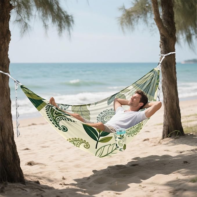 Leaf and Paisley Hammocks for Camping with Portabl Carry Bag Portable Hammock Indoor Outdoor Patio