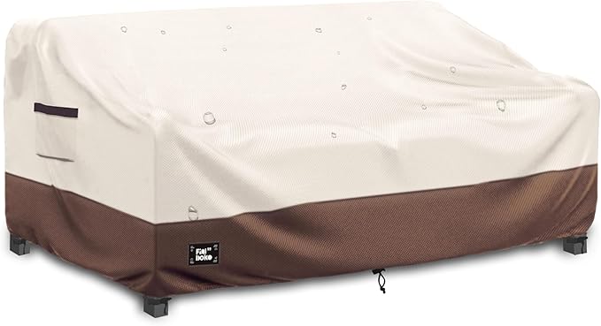3-seater Outdoor Couch Cover,85"Wx38"Dx35"H Patio Sofa Cover,100% Waterproof Heavy Duty Patio Furniture Covers,Beige&Brown