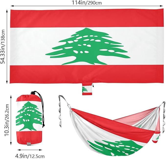 National Flag of Lebanon Hammocks with Portabl Carry Bag Backyard Hammock for Indoor Outdoor Patio