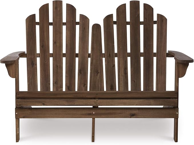 Linon Jayde Adirondack Double Bench, Teak