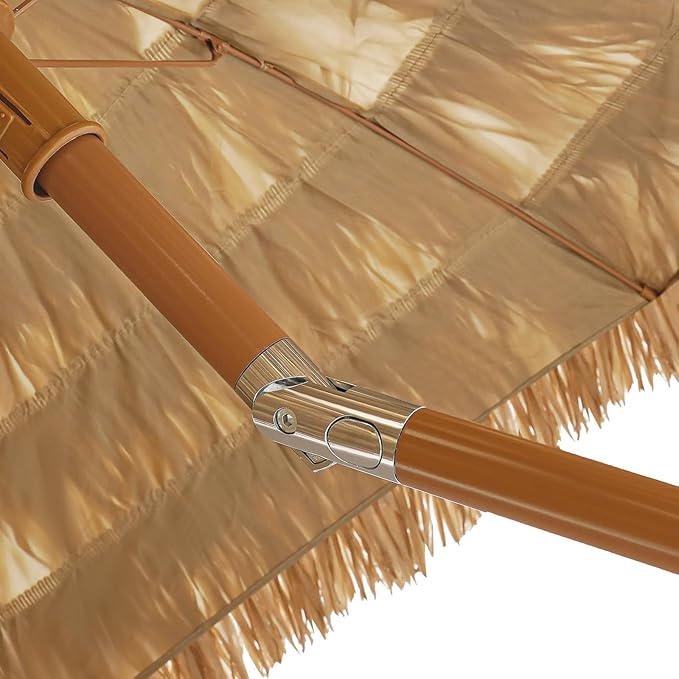 5.3Ft Thatched Tiki Patio Beach Umbrella,6PCS Hawaiian Style Hula Thatched Tiki Beach Umbrella for Poolside,Camping,Backyard,Picnic,Lawn