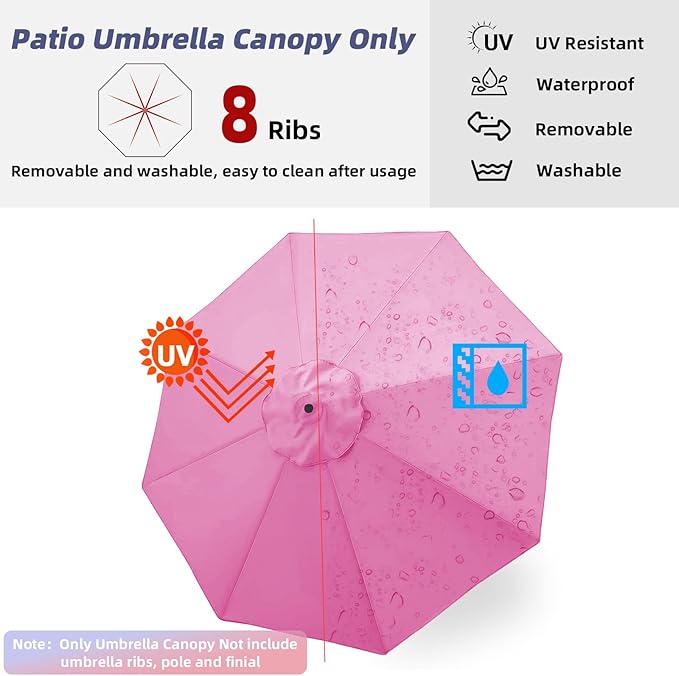 Patio Umbrella 9 ft Replacement Canopy for 8 Ribs-Canopy Only