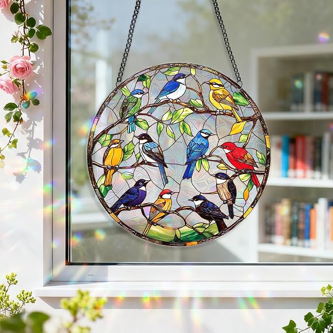 8 Inch Sun Catchers Indoor Window, Acrylic Rainbow Suncatcher Window Hanging Decoration for Living Room Bedroom Summer Home Balcony Ornaments Decoration (76 Bird)