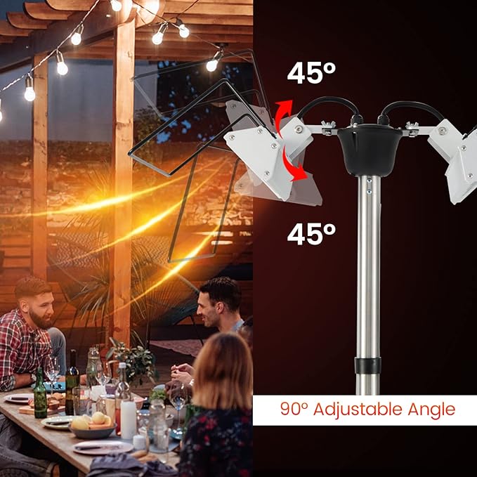 COSTWAY Outdoor Electric Patio Heater, 1500W Standing Infrared Heater with Double-sided Heating, Tip-Over & Overheat Protection, IP65 Waterproof Space Heater for Indoor Outdoor Patio
