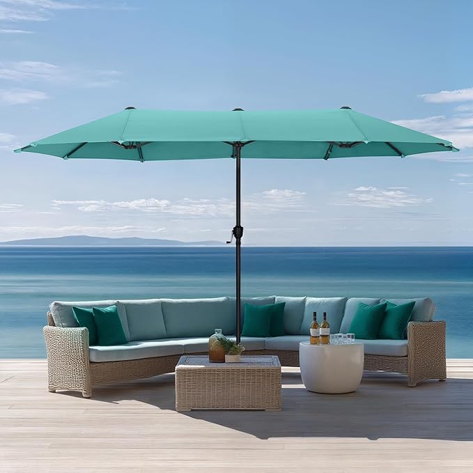 Sophia & William 13ft Outdoor Patio Umbrella for Table, Large Double-sided Umbrella for Garden, Deck, Pool, Turquoise