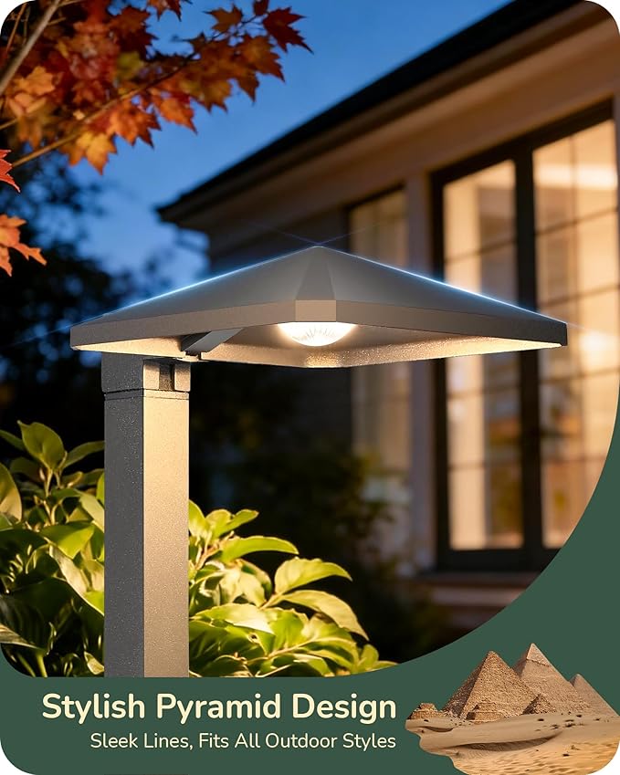 EDISHINE Low Voltage Landscape Lighting, Landscape Path Lights with Pyramid Exterior, Aluminum, 3000K & 50000Hrs, Outdoor Pathway Lights Wired for Garden, Yard, Driveway, 6 Pack