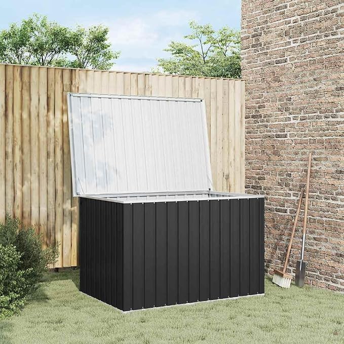 Outdoor Storage Box, Large Galvanized Steel Deck Box for Patio, Garden, and Garage, Weather-Resistant Storage Container for Cushions and Tools, Anthracite