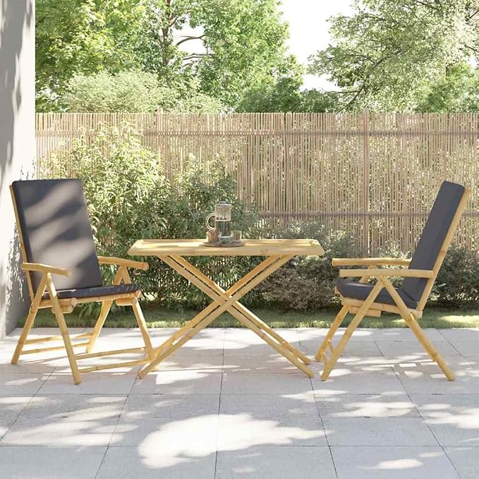 Bamboo Folding Patio Table 43.3x21.7x29.5 Inches, Outdoor Garden Table with Slatted Top for Ventilation, Easy Foldable Design for Storage and Transport, Natural Wood Finish