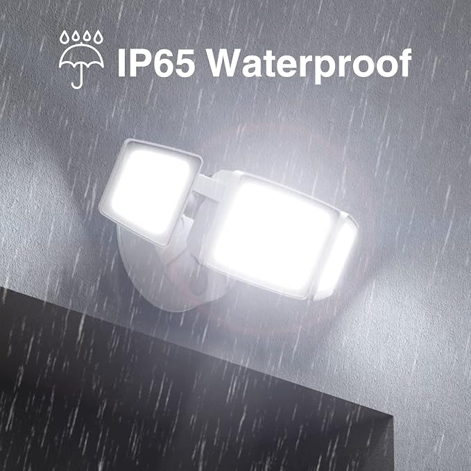 Onforu 70W LED Dusk to Dawn Outdoor Lighting,2 Packs 7000LM Exterior Flood Lights,IP65 Waterproof Outdoor 3 Adjustable Heads Photocell White Lights Fixture,6500K Daylight White Floodlights(White)