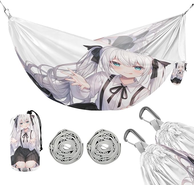 Cute Anime Girl Begging Hammocks Foldable Cloth Hammock for Outside Patio Garden