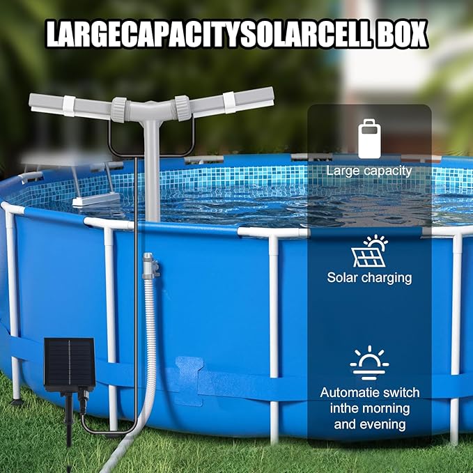 Pool Fountain with Lights for Above Ground Inground Pools Dual Sprayer Sprinkler with 6Lighting Modes+11 Monochromatic Modes+Timer, Pool Lights with Remote, Solar Pool Fountain