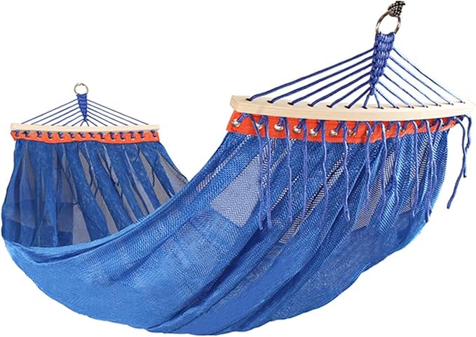 Camping Hammock, Outdoor Garden Hammock with Metal Ring Load Capacity 250 kg Portable Carry Bag and Hanging Straps for Patio Yard Beach Camping(Blue)