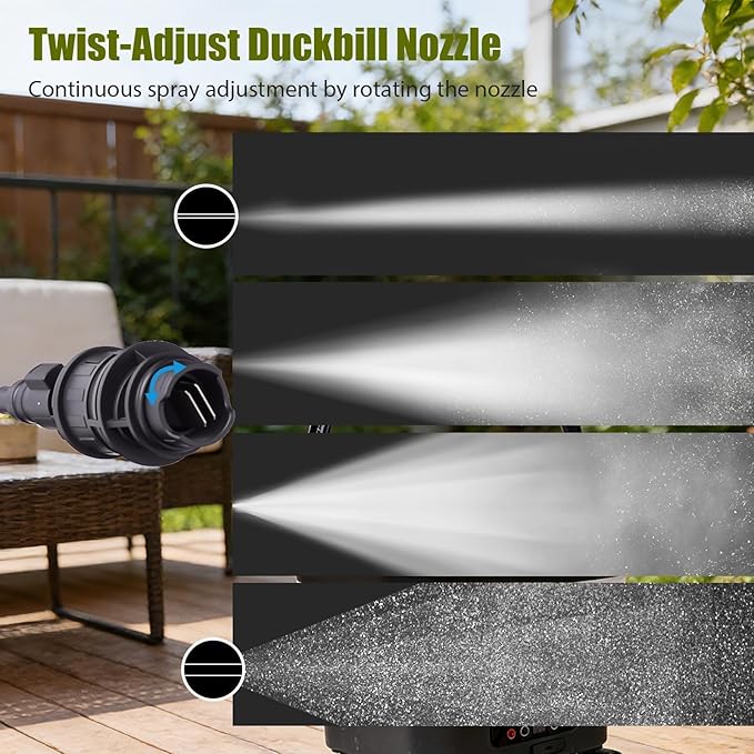 Portable Cordless Washer with 3.4Gal Tank, 580PSI, 7-Level Adjustable Sprayer, 360° Rotating Nozzle, 23FT Hose, 20000mAh Battery, Foldable Design with Wheels for Car, Camping, Garden