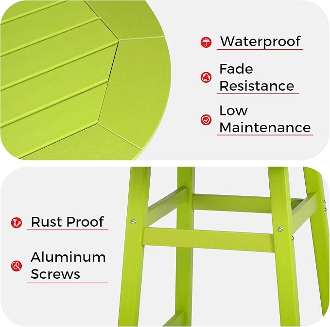 Costaelm Patio Bistro Table, 37" Counter Height Round Patio Cocktail Bar Table with Umbrella Hole, Outdoor Bistro Dining Pub Table for Front Porch Deck Backyard Garden, Lime