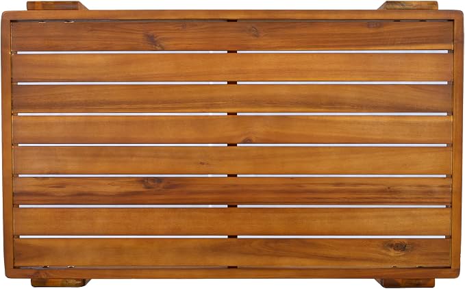 Christopher Knight Home Phobo Acacia Wood Outdoor Loveseat and Coffee Table Set, 2 Piece Patio Furniture Set with Cushion, Outdoor Conversation Set with Slatted Design for Backyard, Teak + Light Brown