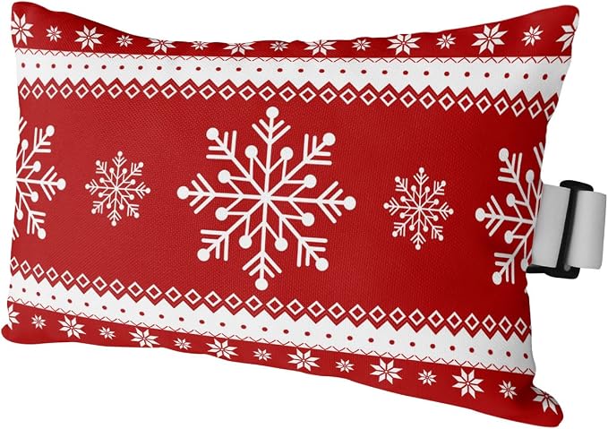 Outdoor Pillows Covers with Inserts Chrsitmas Snowflake Winter Snow Red Waterproof Pillow with Adjustable Strap Throw Pillows for Patio Furniture Recliner Lounge Chair, 11x16 inch, 1PCS