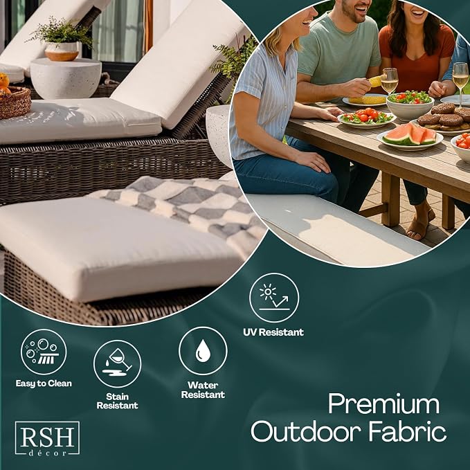 RSH DECOR Lumbar Throw Pillows for Patio Furniture | Outdoor Pillows Waterproof Set of 4 | 20" x 12" Durable Spun Polyester, Water & Fade-Resistant | Navy & White Stripe - Made in USA