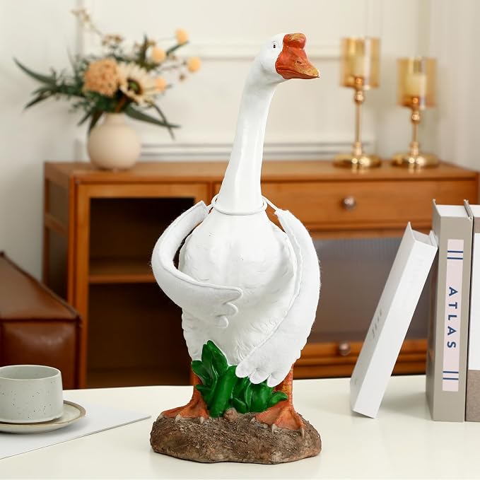 Gemscream Goose Arms for 23''-28" Porch Goose, Poseable White Wire Wings | Adjustable Arm Wings, Fits Lawn Geese Costume Accessories, Festival Porch Patio Yard Decor Accessory, Easy Bend Pose