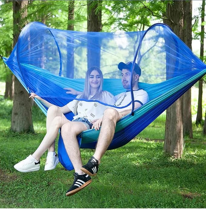Durable Camping Nylon Hammock with Mosquito Net Hammock Tent for Outside,Hammock with Bug Net for Single & Double Camping,Survival, Travel & More 500lbs…