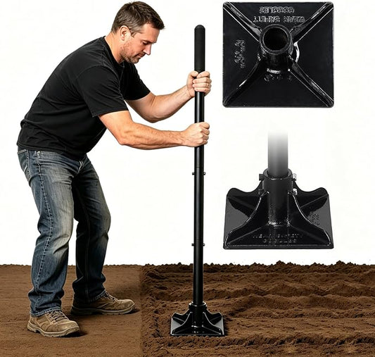 Tamper Tool Landscaping, 59IN Tamper Tool 8"×8" Garden Tamper for Leveling Soil Sand Gravel Asphalt Ground Paver Driveway Garden Yard Lawn Edging Fence Post Installation and Blacktop Repair