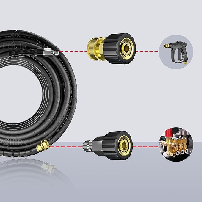 POHIR Pressure Washer Adapter Set, M22 14mm X 3/8" Male Plug Female Socket, Brass Quick Connect Fittings, Coupler for Pressure Washer Gun or Hose