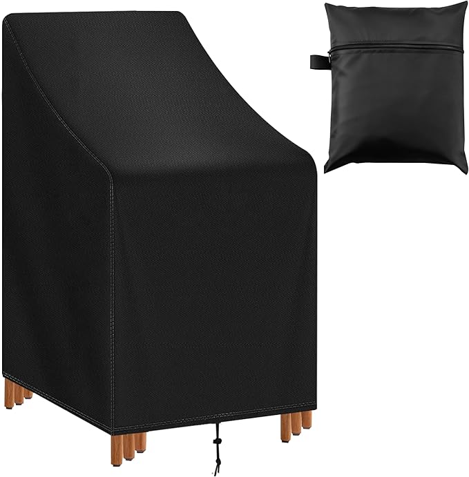 Stackable Patio Chair Cover Waterproof Outdoor Chair Cover Lounge Chair Covers Outdoor Stack Chairs for All Weather Protection 36" Lx28 Wx47 H, Black