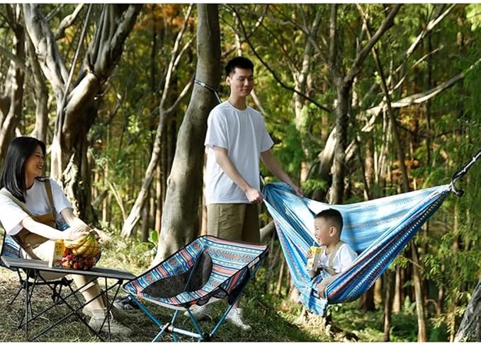 Outdoor Hammock Anti-Rollover Travel Camping Portable Hammock Hanging Chair Outdoor Portable Camping Travel Equipment (Color : Blue, Size : 260 * 140cm)